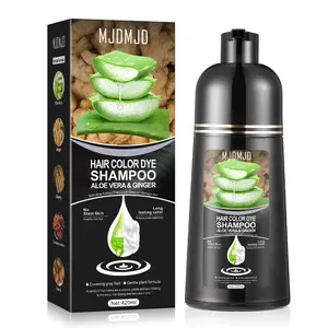 Aloe Vera & Ginger Hair Dye Shampoo 3-in-1, Instant & Long-Lasting Hair Color Shampoo with Plant Extracts, Gray Hair Coverage, Gentle Formula Haircare, No Stain Skin, Unisex 420ml