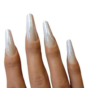 Nail Art 24 pc French Tip Silver Glitter Design for Elegant Nail Care Solutions Sparkling Silver Accents