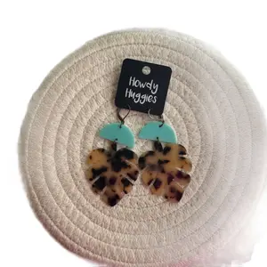 Turquoise turtle shell dangle earrings