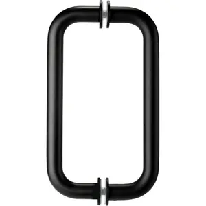 8 Inch Center to Center Glass Shower Door Handle, 304 Stainless Steel, Compatible with 1/4" to 1/2" Glass, Secure with Hidden Screw, Matte Black