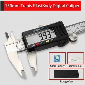 6-inch 150mm stainless steel digital caliper micrometer LCD instrument cursor electronic measuring tool, with shell and precision