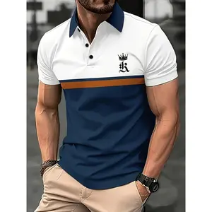 Men's regular solid color texture polo shirt - lightweight short sleeved, regular style, casual sports design, suitable for casual wear, spring/summer collection, only selling short sleeved shirts