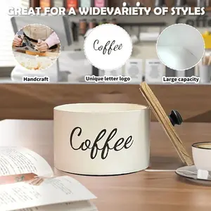 Wooden Coffee Storage Jar with Lid, Rustic American Style Sturdy Coffee Bean Canister, Kitchen Countertop Sealed Coffee Powder Container