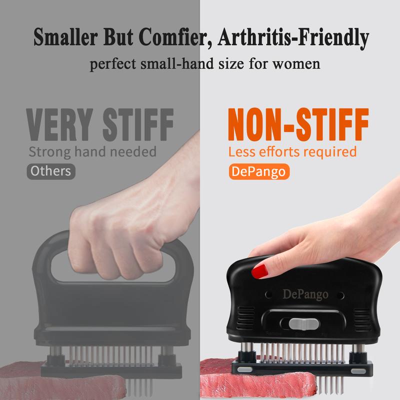 DePango Meat Tenderizer with 48 Stainless Steel Blades, Ergonomic Handle for Easy Pressing, Detachable Design for Thorough Cleaning, Ideal for Beef, Pork, Chicken