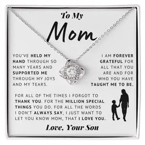My Mom - Love Knot Necklace | Gift For Mom, Present From Son, Xmas Christmas Bonus, Custom Necklace To Mama