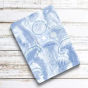 Blue Cute Creatures Suitable for iPad 9 Protective Case 2021 with Side Sticker and Stand, Cartoon Air5 with Pen Slot, 12.9 for iPad 10.2 Inch, Transparent Anti-fall Case for iPad 9th Gen, Pro11/Air4th/Air5th 10.9 Inch, 7/8/9th for ipad Air6