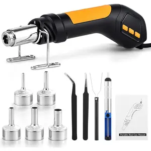 Heat , 700W 212?F~932?(100?C~500?C) Mini Soldering Heat  Hot Air Rework Station with LED Digital Display & 5 count Nozzles & 5 count Accessories for Crafting Shrink Tubing Electronics DIY(5FT)