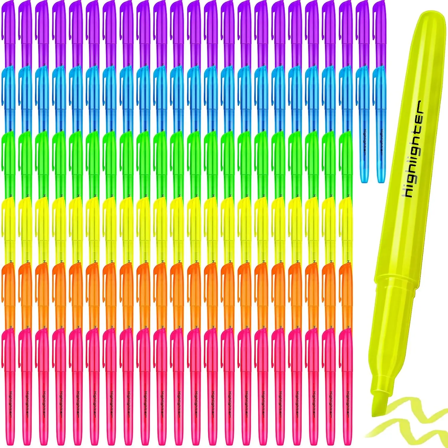 Taja 60-Pack Assorted 6-Color Chisel Tip Highlighters, Smooth Quick-Drying Ink, Dual Wide & Fine Lines, Office Stationery for School Notes Marking
