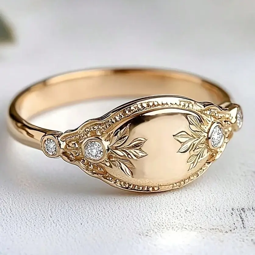 Vintage Leaf Ring  | Elegant Band for Women | Fashion Jewelry Gift