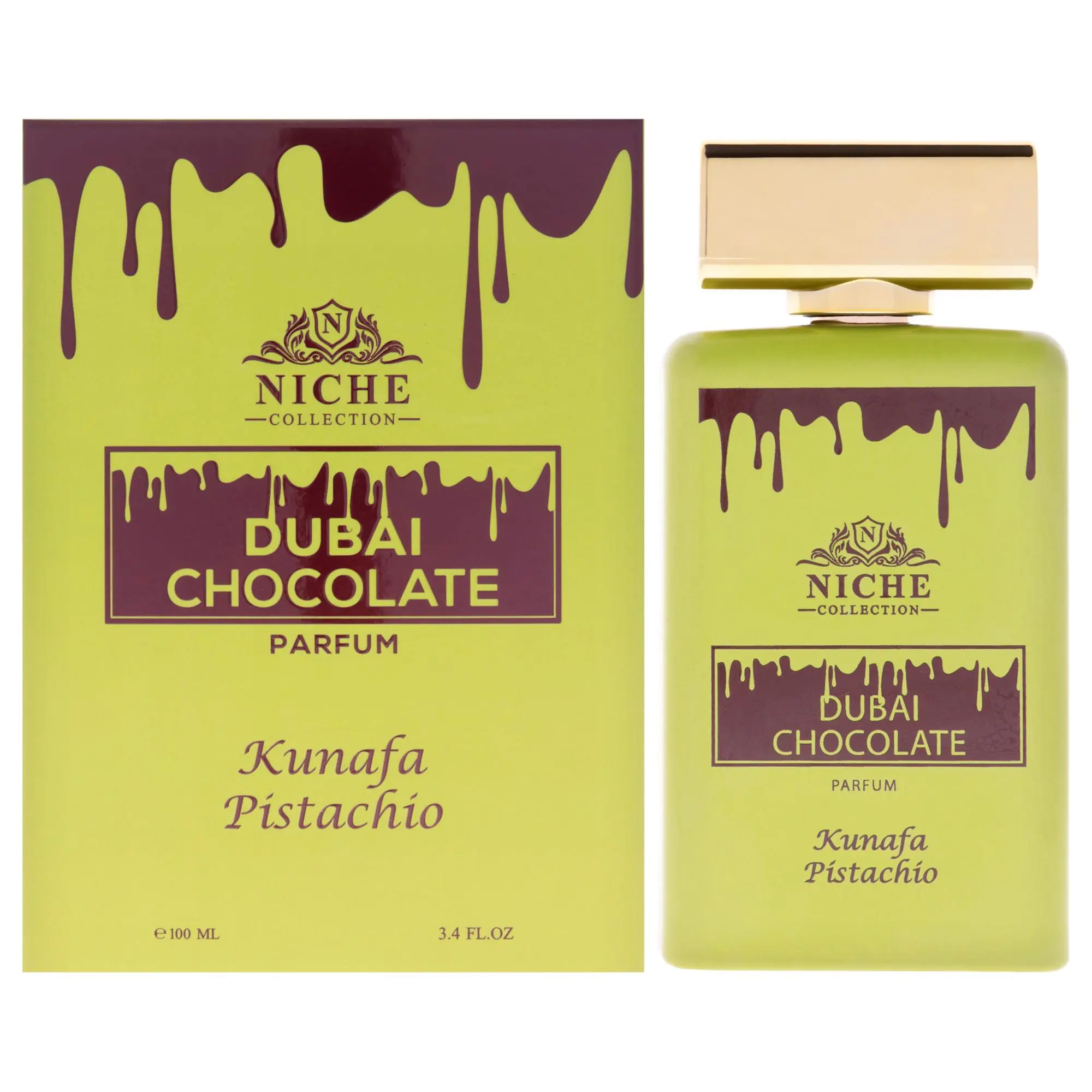 Khalis Niche Collection Unisex Dubai Chocolate Kunafa Pistachio Perfume Spray - 3.4 oz (100ml), Spray-On Fragrance