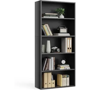 Book Rack 5 Tier Industrial Bookshelf 53 Inch Tall For Home Office Or Living Room Floor Standing Open Shelf With Anti Tipping Device
