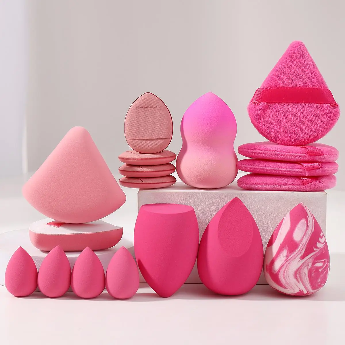 18pcs Makeup Sponge & Powder Puff Set, Versatile Soft Makeup Sponges & Powder Puffs for Liquid Foundation, Loose Powder, Concealer & Cream, Blending B