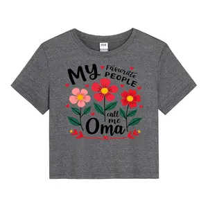 Stylish Plus-Size T-Shirt for Women Featuring Hand-Drawn Flowers and 'My Favorite People Call Me Oma' Text, White Short Sleeve
