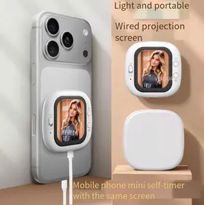 White Magnetic Phone Vlog Selfie Monitor Screen  Wireless Recording  Samsung Real-time Display Stand with Wifi Bluetooth Mirroring