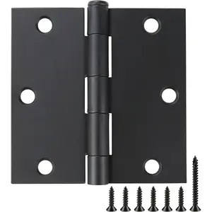 18 Pack 3.5 x 3.5 Inch Matte Black Door Hinges, Heavy-Duty Square Corner Interior Door Hardware with Removable Pin for Standard Bedroom, Office, RV, Garage, Shed, Treehouse Doors