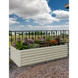 Garvee 6x3x2 Ft Galvanized Metal Raised Garden Bed, 24-Inch Tall Heavy Duty Planter Box for Vegetables, Herbs & Flowers, Rust-Resistant Outdoor Gardening Bed in Beige