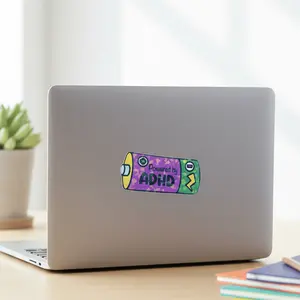 Powered by ADHD Battery Sticker Funny Laptop Decal
