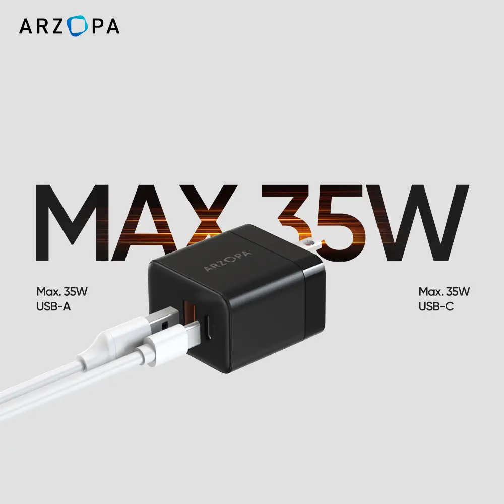 ARZOPA 35W USB Fast Wall Charger Power Adapter Compatible with Portable Monitor/iPhone/iPad Cellphone Smartphone Charging Electronic