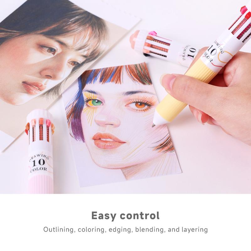 6 Pack Multicolor Pens, 60 Colors, 10-in-1 Colored Ballpoint Pen,0.8mm Fine Point Smooth Writing, Retractable Ballpoint Pens for Office School Students Gifts