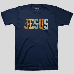 Adult Christian T-Shirt Jesus WTL Bible Verse Navy 100% Cotton Bold Message Classic Fit