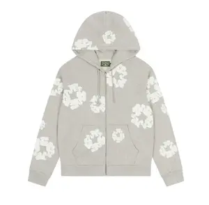 Denim Tears Cotton Wreath Zip Hoodie Grey - size M, L, XL, XXL