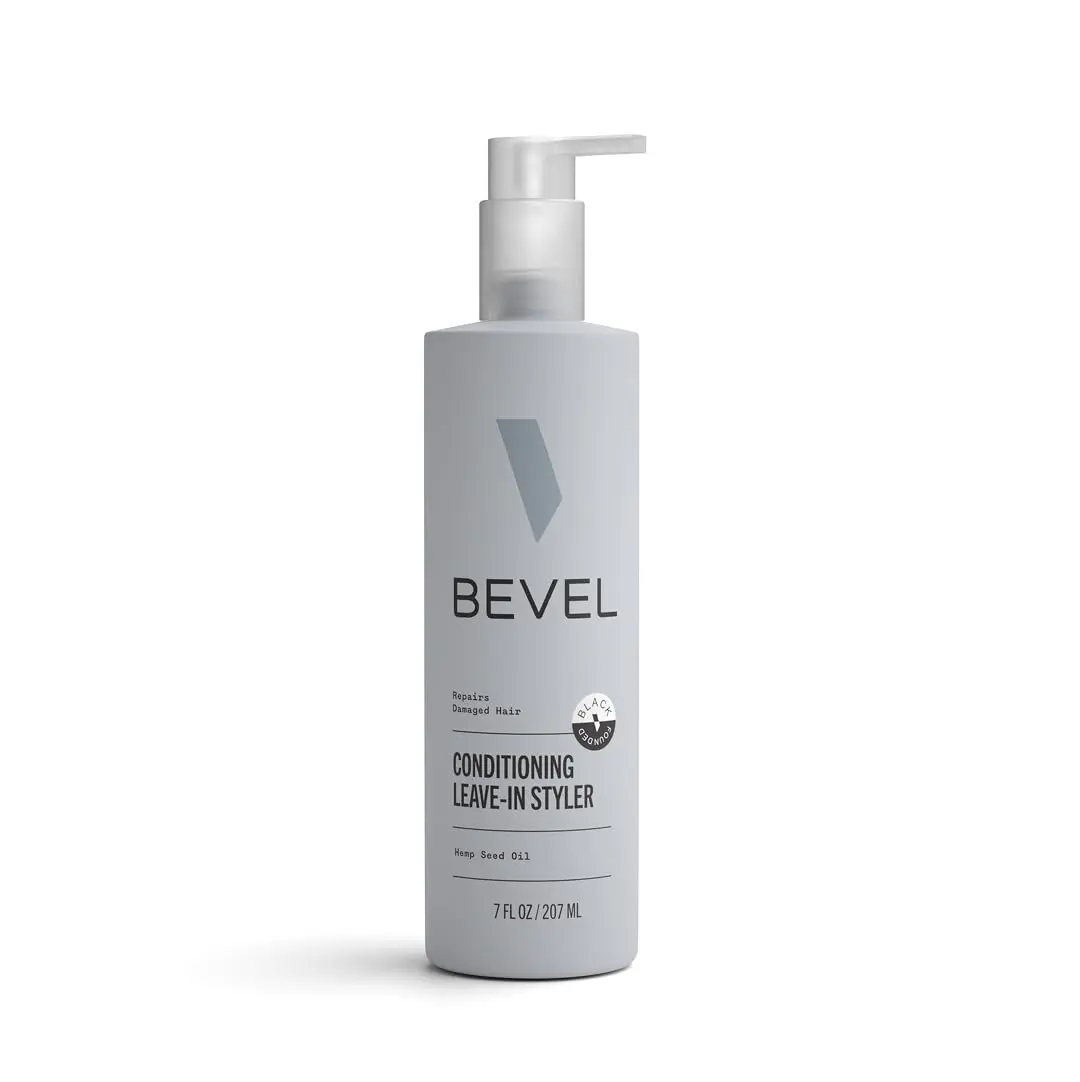 Bevel Men's Leave-In Hair Conditioner - Alcohol-Free Daily Haircare Moisturizer with Hemp Seed Oil & Biotin, Detangles, Strengthens, Nourishes, Repairs, Reduces Frizz, 7 Oz (For Dry, Curly Hair), Moisture, Natural Curls, Bouncy Curls, Frizz Control, Detan