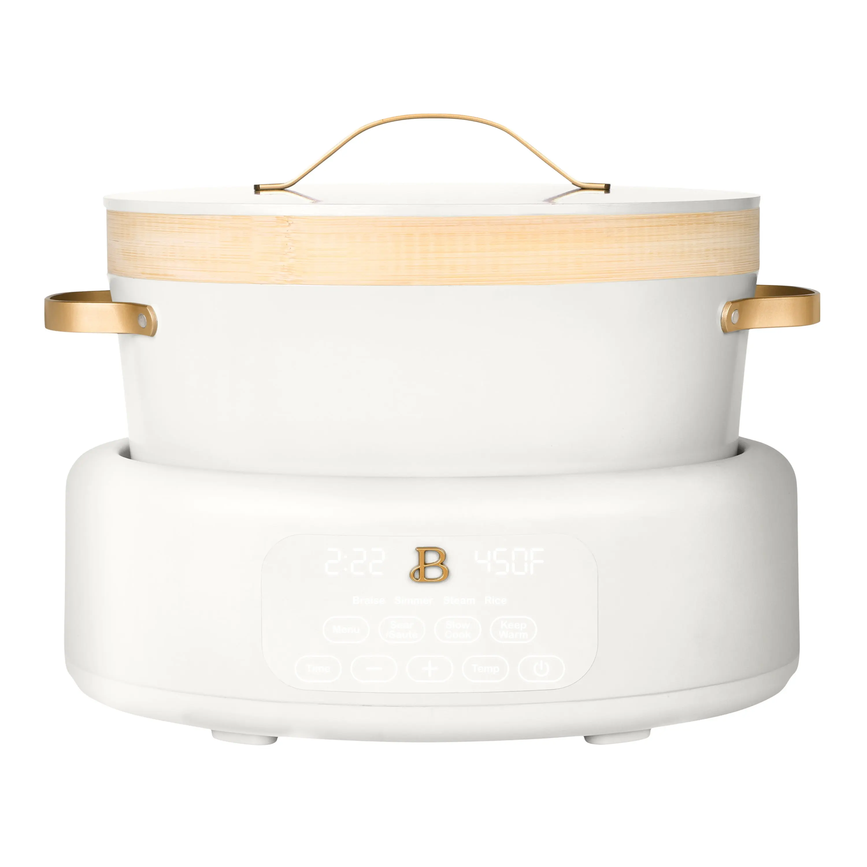 Beautiful 10-in-1, 8 Qt Multi-Cooker with Bamboo Steamer Insert, 7 Preset Functions, and EverGood Non-Toxic Ceramic Nonstick Coating, White Icing by Drew Barrymore