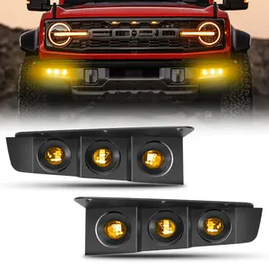 Aluminum Housing Triple LED Fog Lights Kit for 2021-Later Ford Bronco ,6000LM 6500K Brightness Durable Build All-Weather Ready Plug & Play Install
