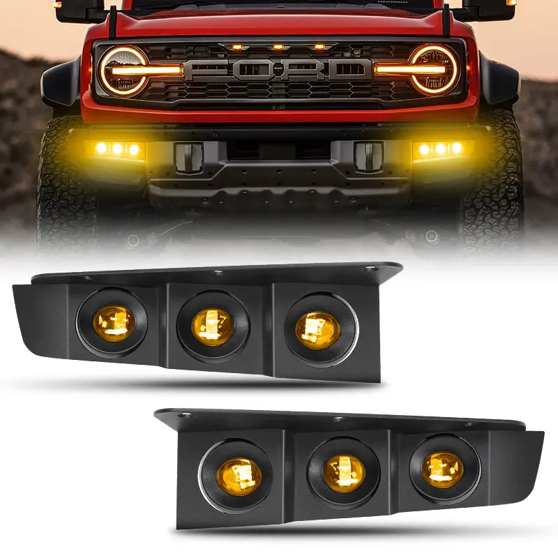 Aluminum Housing Triple LED Fog Lights Kit for 2021-Later Ford Bronco