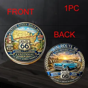 American Highway 66 100th Anniversary Coin, Collectible Challenge Coin, No Precious Metal Plating, Other Entertainment Memorabilia