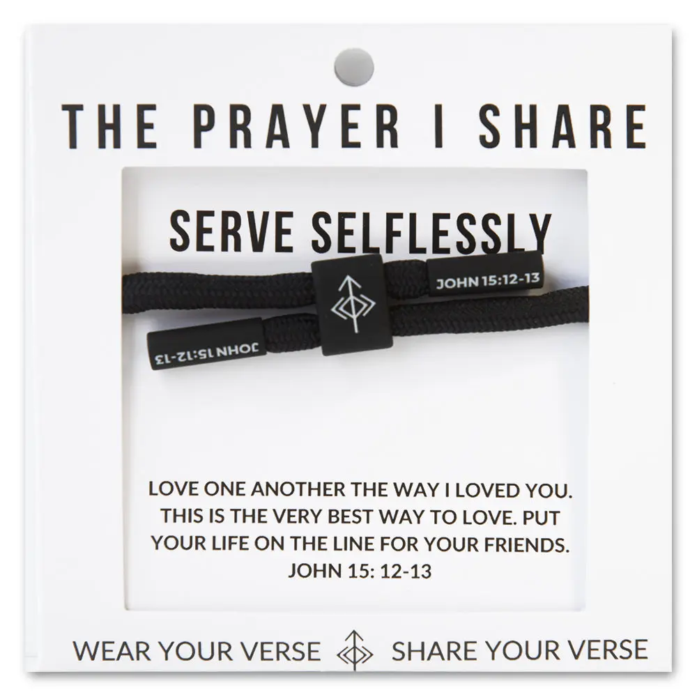 The Prayer I Share Serve Selflessly John 15:12-13 Bible Verse Bracelet Exquisite Beaded Bangle Adjustable Polyester Cord Silicone-Coated Alloy Accents Waterproof Faith Wear Jewelry
