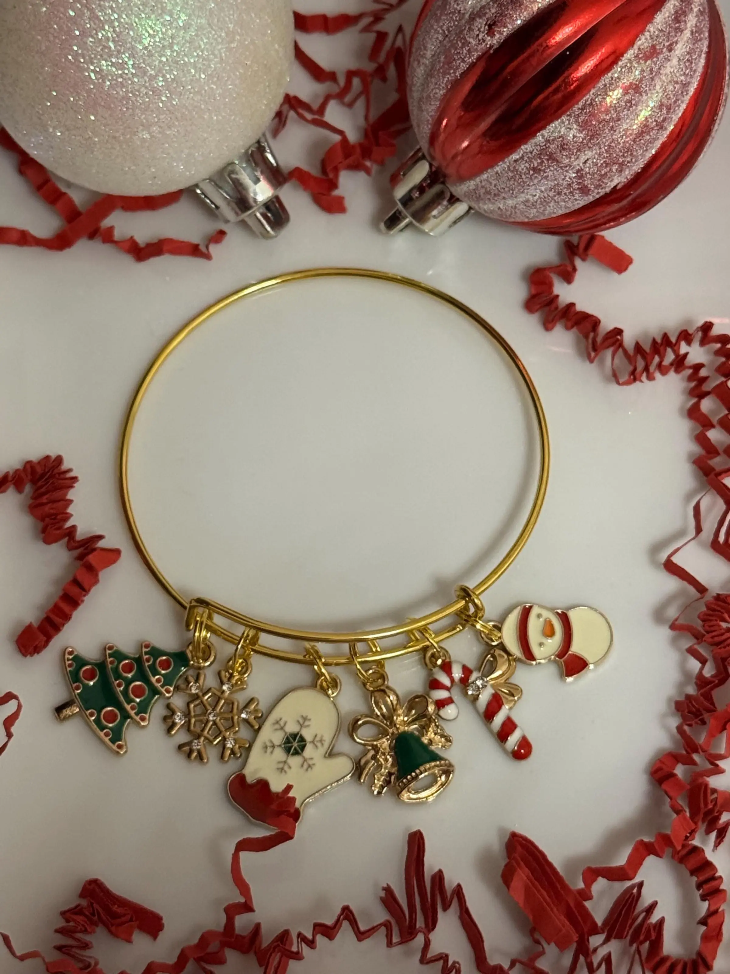 Christmas Sparkle Charm Bangle Bracelet