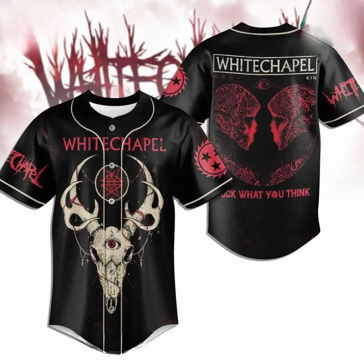 Whitechapel 2025 Inspired Baseball Jersey Shirt | Fck What You Think Black Red Limited Edition Baseball Jersey | Sport Metal Apparel Gift