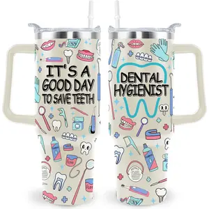 40 Oz Dental Hygienist Tumbler Dental Hygienist Gifts Stainless Steel Insulated Dental Hygienist Travel Cup with Handle Appreciation Gifts for Women Men