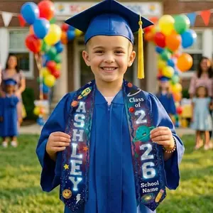 Personalized Name Kid Graduation Stole, Kid Graduation Sash, Kindergarten Sash, Space Galaxy Stole, Cute Kid Stole, Preschool Graduate Stole
