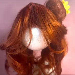 Ginger Blythe Doll Wig 11 Inch Heat Resistant Floral Sunflower Bun Clip On Accessory Unisex Styleable Hair for Customization