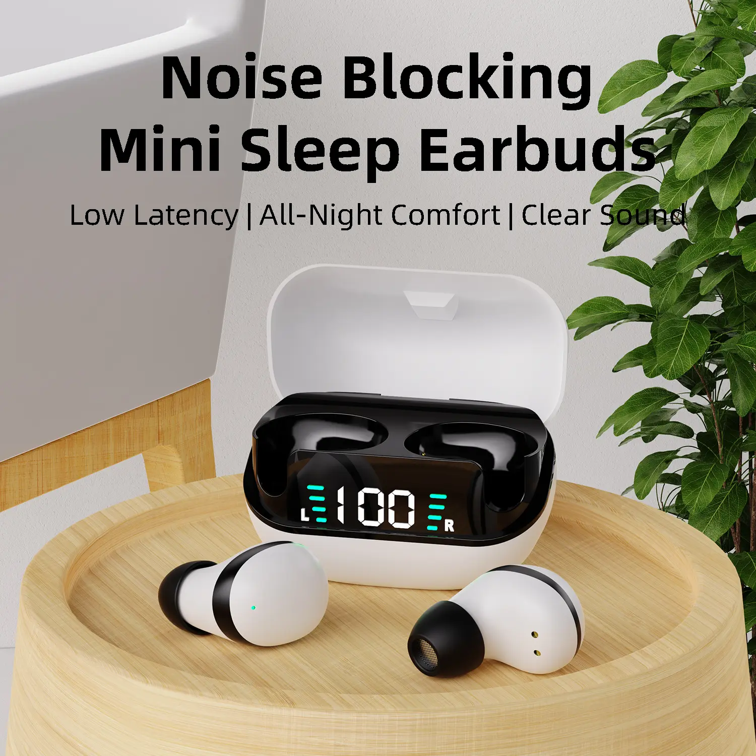 Micro Wireless Bluetooth 5.3 Earbuds, Tiny Hidden Water-Resistant Lightweight Low-Profile In-Ear Headphones with Noise Cancellation, Magnetic Design, Volume Control, Charging Function for Bed Meditation, Flight