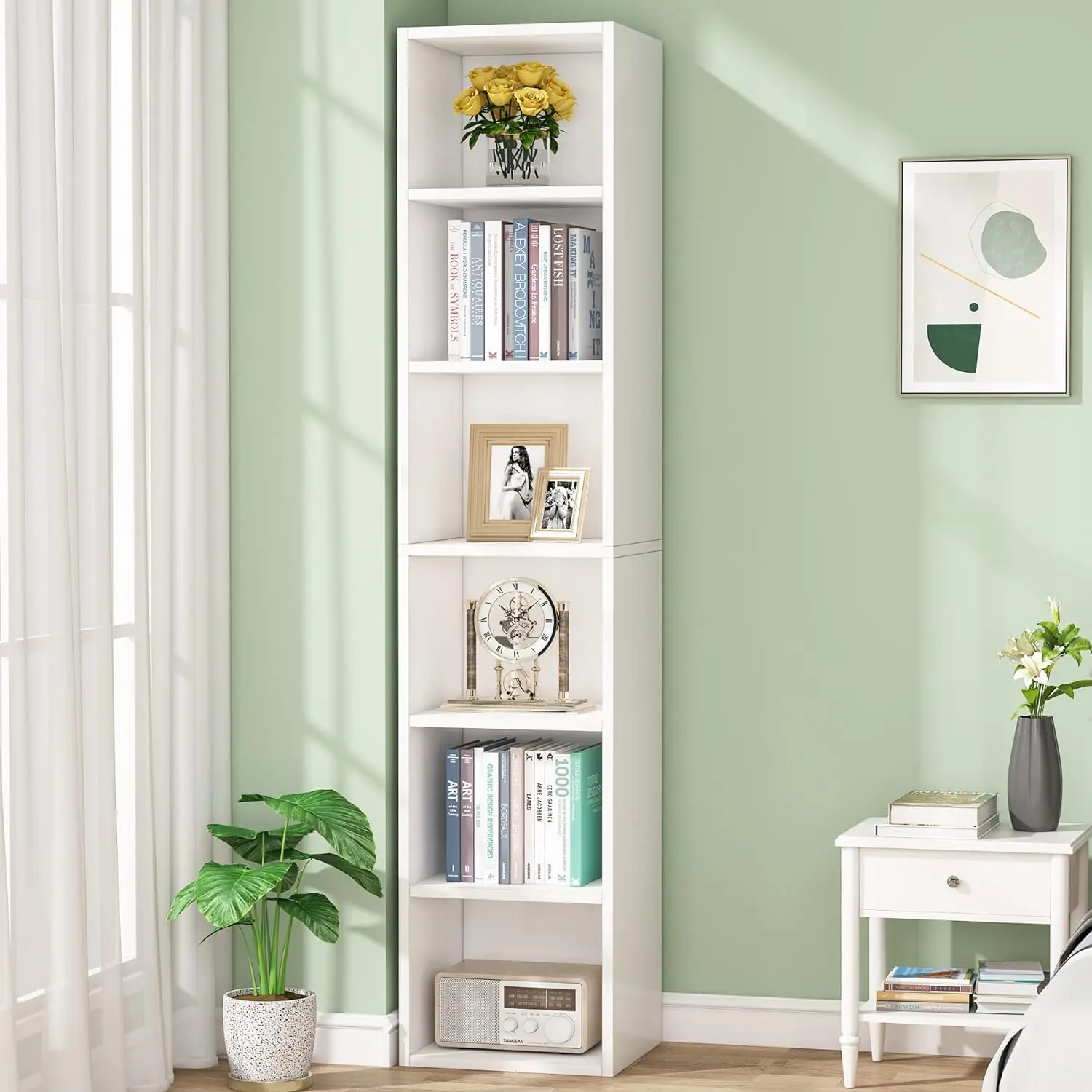 【BTS ONLY】Tribesigns 6 Tier Tall Narrow Bookcase, Cube Storage Organizer 【BTS ONLY】Tribesigns 6 Tier Tall Narrow Bookcase, Cube Storage Organizer