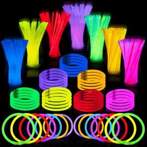 100 Pcs 8" Glowsticks, Halloween Supplies Pack, Bracelets Necklaces, Glow in the Dark Party Favors, Easter, Christmas, Football Party Supplies
