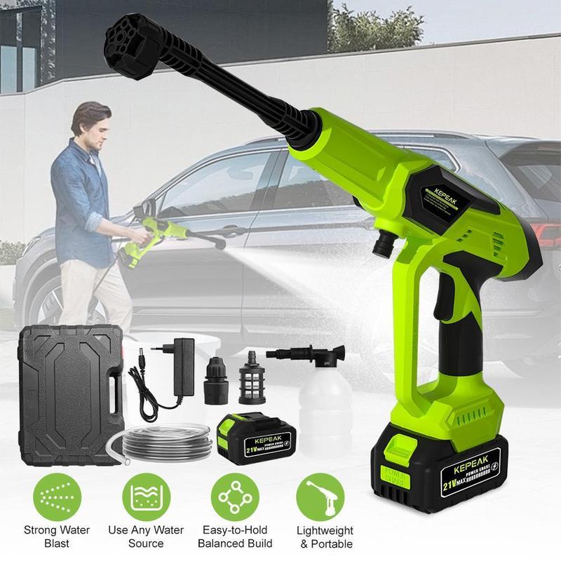 Cordless Portable Power Washer 21V, 200W High Pressure Water Cleaner with 13000mAh Battery, Adjustable 6-in-1 Nozzle & Foam Bottle,for Valentine’s Day Gift
