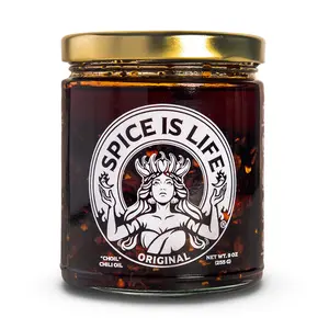 Spice Is Life Original Chili Oil - 9 oz - Fresh Aromatic Garlic & Golden Shallots - Olive Oil & Avocado Oil Infused Chili Crisp - Flavorful & Healthy Dip Sauce - Sambal