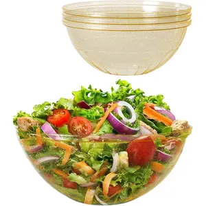 BESTVIP 150oz Glitter Gold Plastic Serving Bowls for Party, 4 Pack 11.6inch Large Disposable Chips Bowl for Salad, Snacks, Candy Dishes for Parties, Christmas, Weddings & Holidays, Events, Reusable