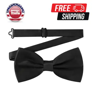 Tied Bow Ties for Wedding Party Fancy Plain Adjustable Bowties Necktie