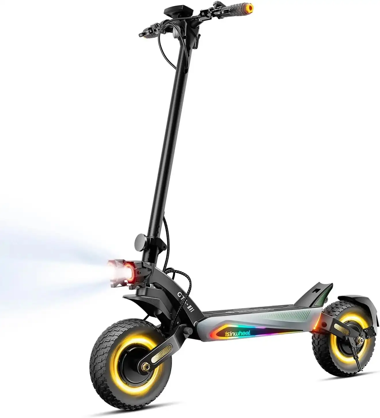 Isinwheel GT4 Foldable Adult Off-Road Electric Scooter - 2400W Motor, 45MPH Top Speed, 50 Mi Range, 12" All-Terrain Tires, Suspension System, Disc Brake, 330lb Weight Capacity, for Off-Road Sports & Outdoor Use