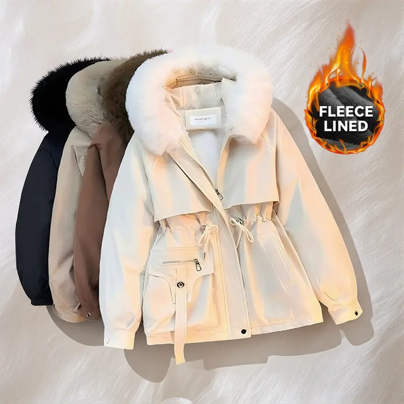 Women's Sports Down Coat, Casual Long Sleeve Thick Layer Plain Clothes, Fleece Lined Fitted Collared Warm Outdoor Daily Outerwear, Black Essential Sport & Outdoor Apparel