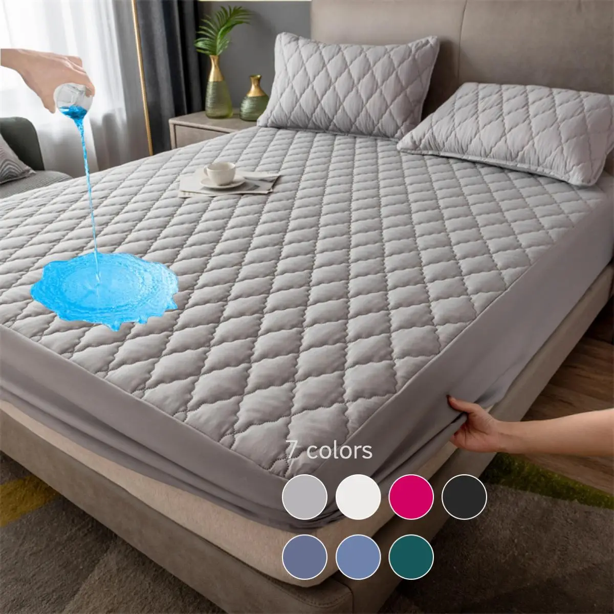 Waterproof Mattress Cover Set, 3 Counts/set Including 1 Count Fitted Sheet & 2 Counts Pillowcase, Soft Comfortable Breathable Bedding Set for Bedroom