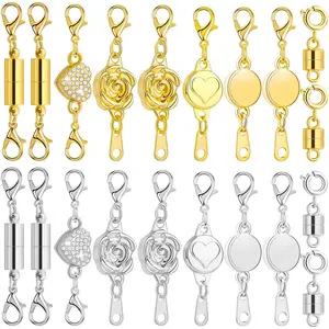 6 Styles 20 Pcs Magnetic Necklace Clasps, Extra Strong Magnets Jewelry Clasp, Magnetic Necklace Extender for Jewelry Connector Making, Easy to Use and Work Well for All Necklaces Bracelets