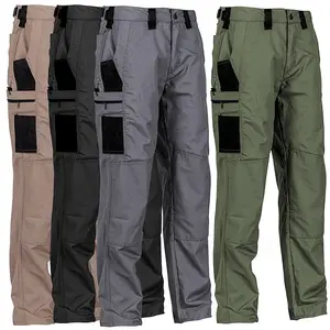 Men's solid color printed pocket zipper waterproof tactical work pants, without waistband, regular fit sports pocket, autumn durable pants, men's wear-resistant outdoor training pants, Please place your order according to the size chart