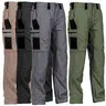 Men's solid color printed pocket zipper waterproof tactical work pants, without waistband, regular fit sports pocket, autumn durable pants, men's wear-resistant outdoor training pants, Please place your order according to the size chart,Size Up for a Loos