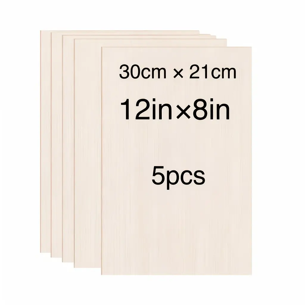 Premium Poplar Craft Board, Size 30cm X 20cm (12inch X 8inch), Smooth Seamless Surface, Natural Flowing Texture, Wood Grain Pattern, Ideal for Carving, Painting, DIY